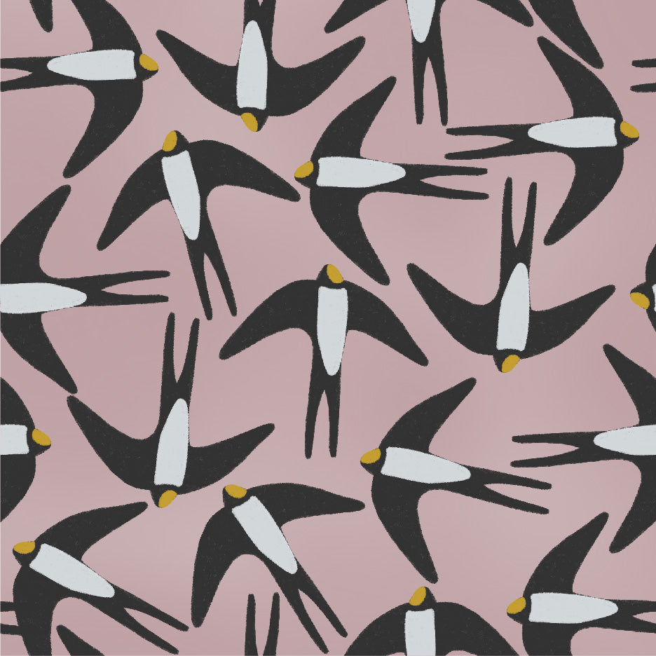 PAJAROS ROSADO Murales de Vinilo Autoadhesivos