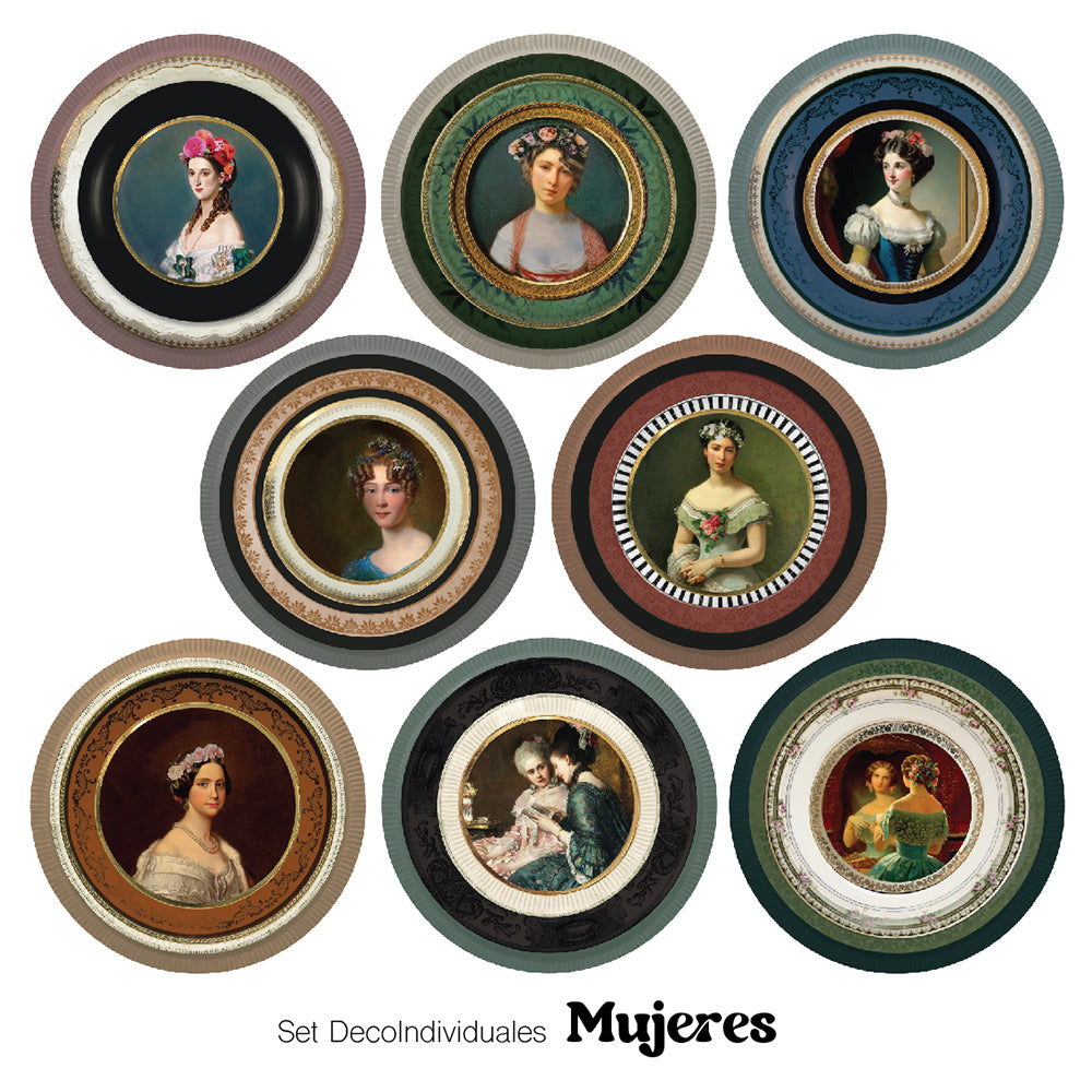 MUJERES Set DecoIndividuales de Vinilo, Reutilizables 38 cm