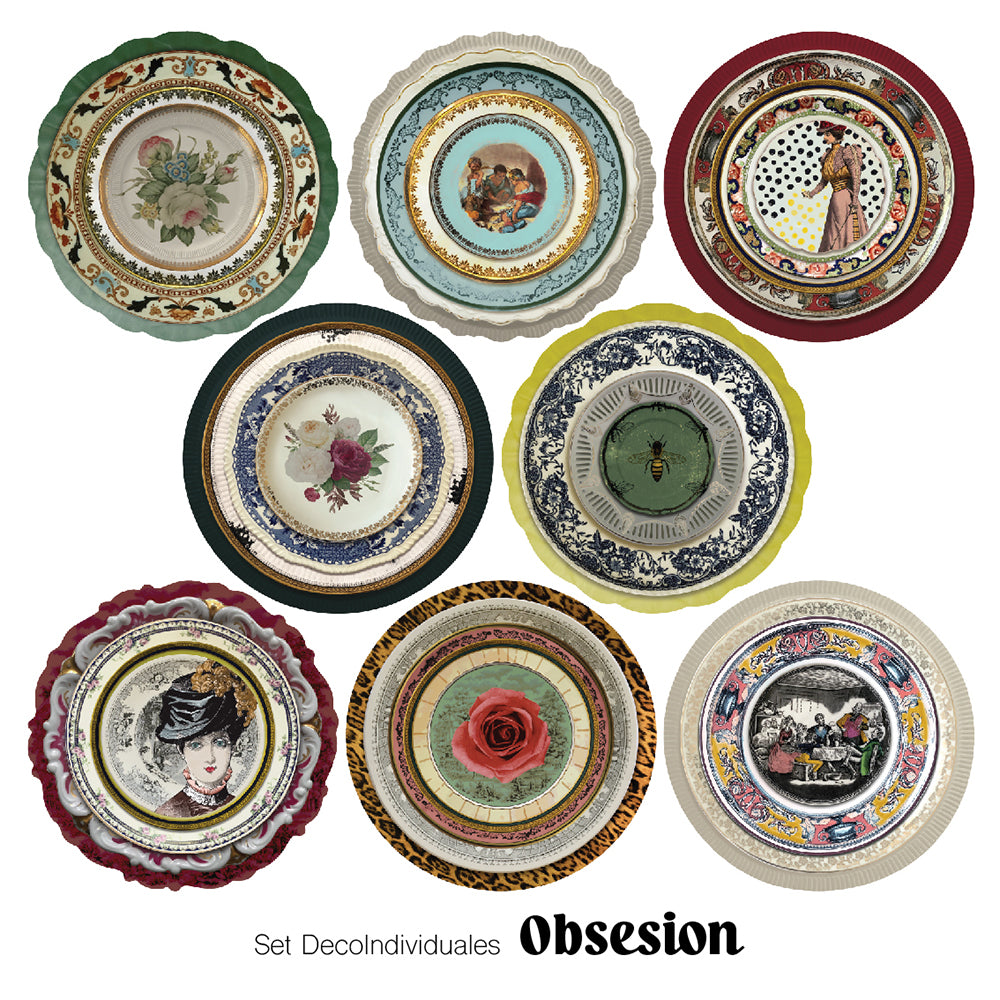 OBSESION Set DecoIndividuales de Vinilo, Reutilizables 38 cm