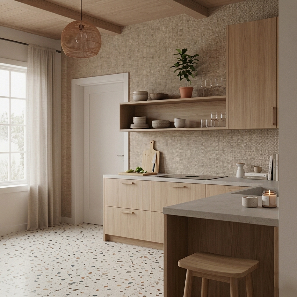 TERRAZO BLANCO Baldosa de Vinilo Autoadhesiva 33x33cm