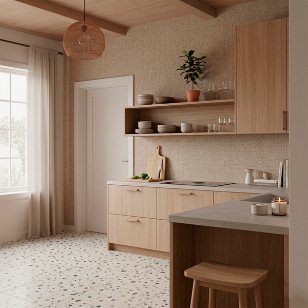 TERRAZO BLANCO Baldosa de Vinilo Autoadhesiva 33x33cm